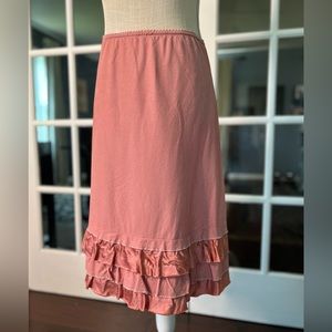 ANTHROPOLOGIE elastic-waist skirt with ruffles, coral, size S